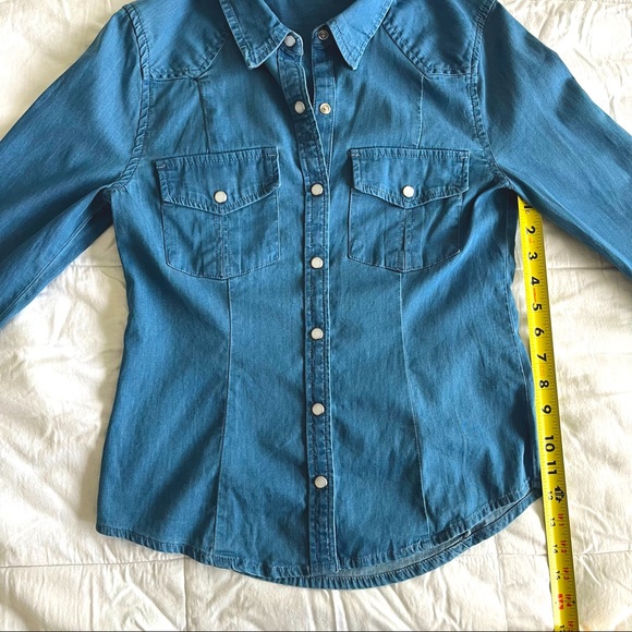 BP Denim Button-Down Long-Sleeve Shirt. Western Style. Size XS. 98% Cotton - Picture 9 of 11